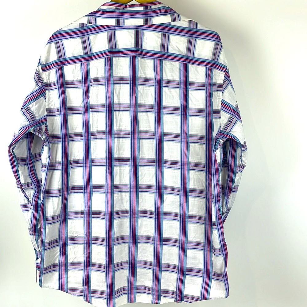 Bugatchi Uomo Multi Colored Plaid Button Down - image 3